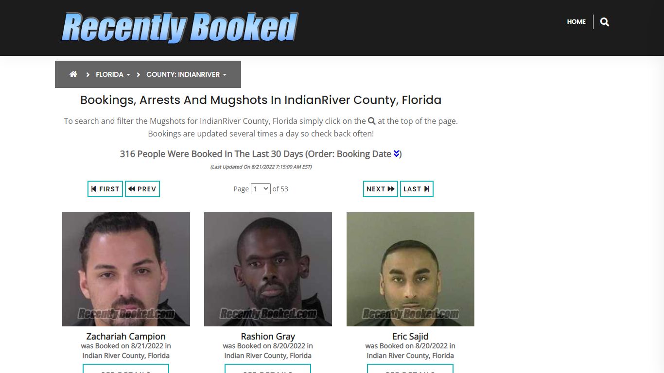 Bookings, Arrests and Mugshots in IndianRiver County, Florida